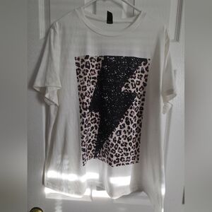 Womens SHEIN Light Creamish  T-Shirt with Black Tagens